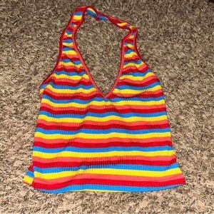 Colorful Striped Halter Tank Top